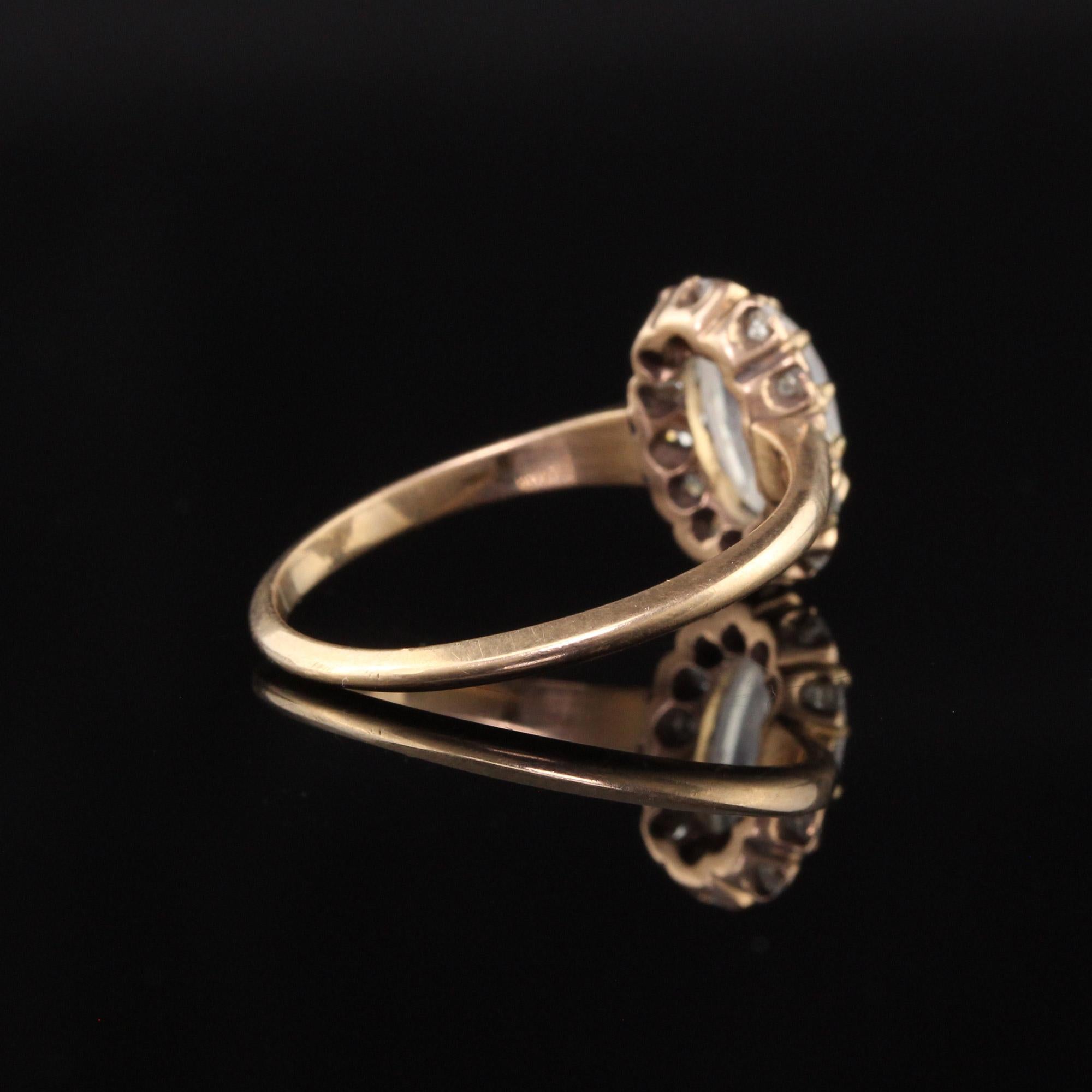 Antique Victorian 14K Yellow Gold Moonstone Old European Diamond Ring In Good Condition In Great Neck, NY