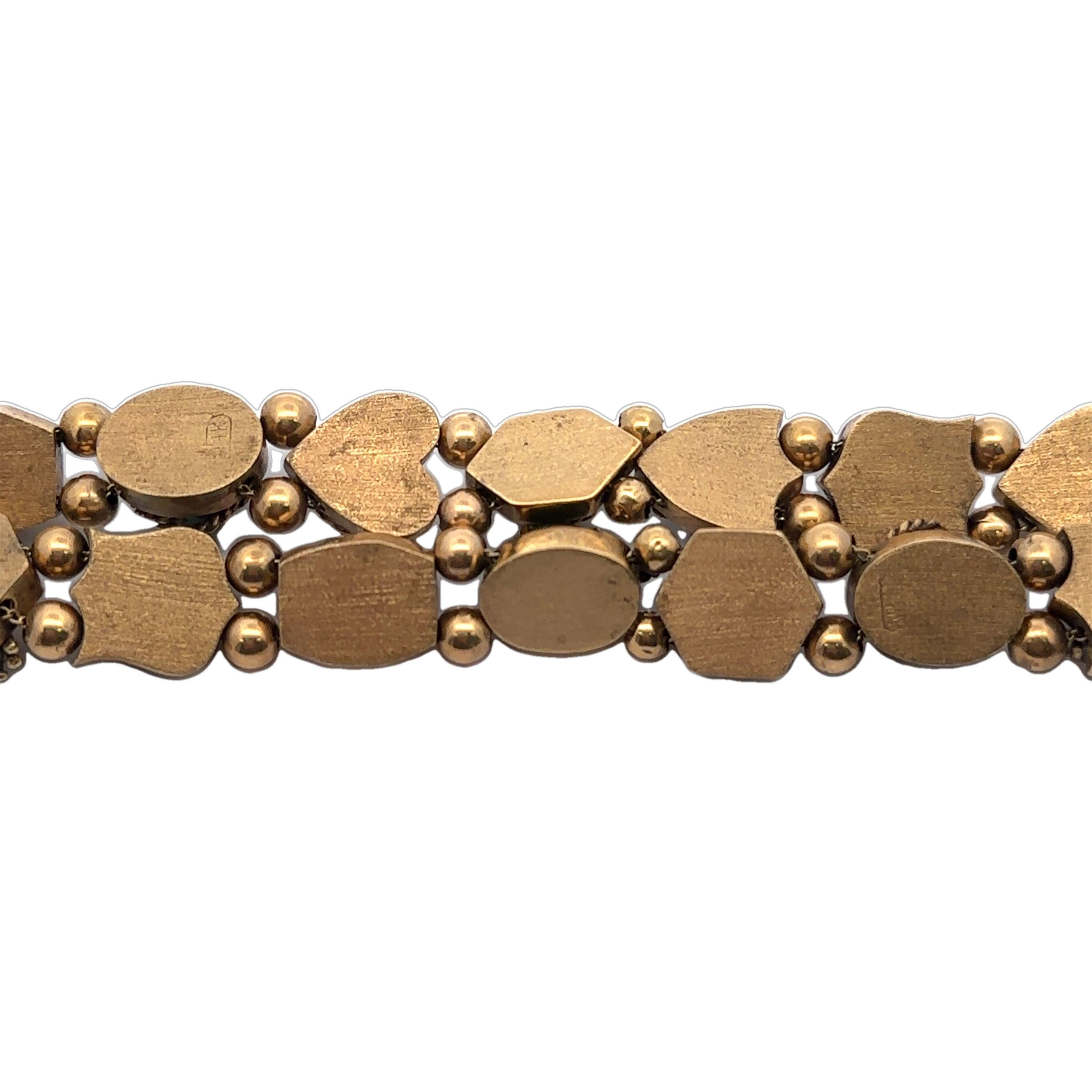 Bracciale vittoriano antico in oro giallo 14k con più pietre e 2 file di charme a scorrimento in vendita 4