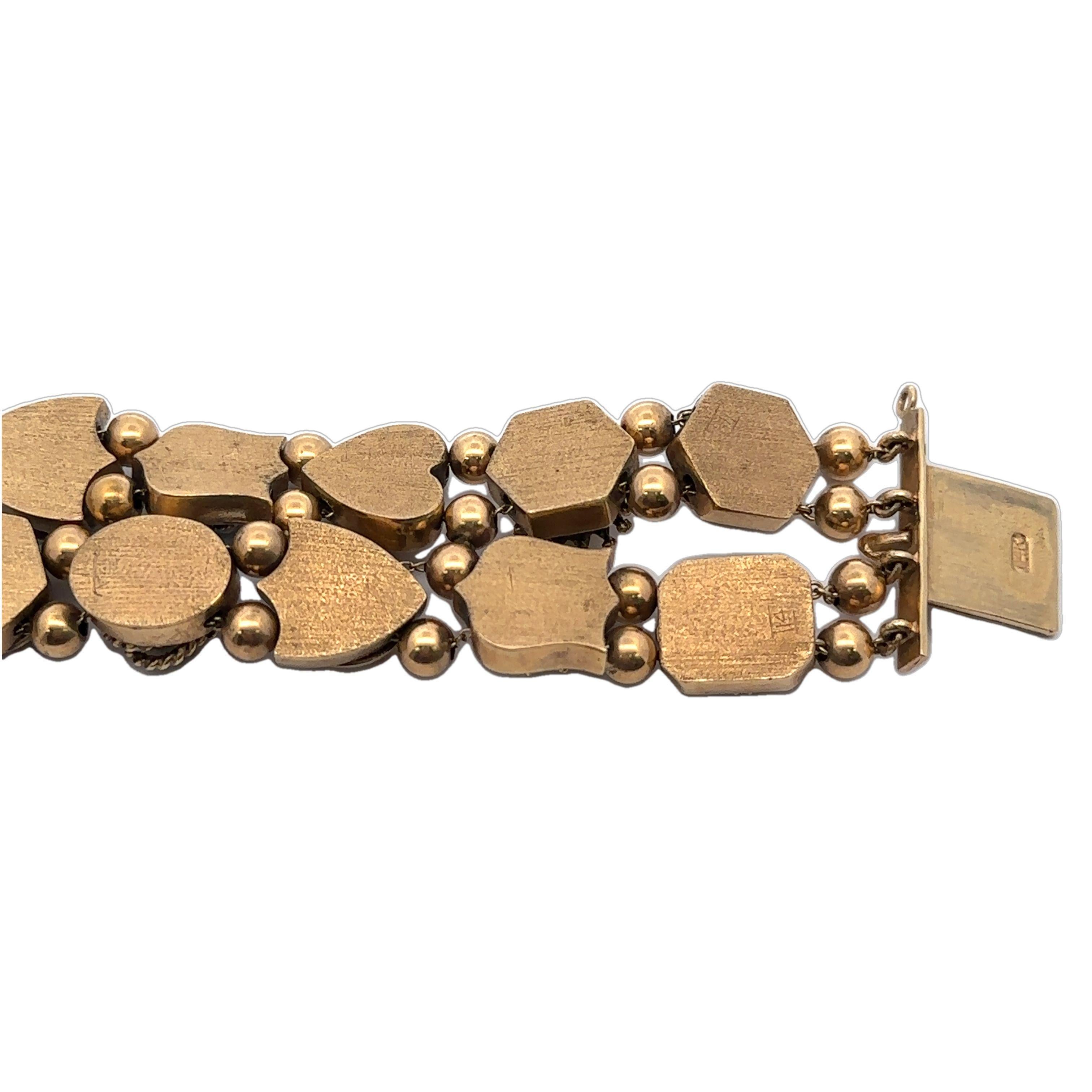 --Pietre: --
Numerose gemme naturali autentiche, tra cui zirconi, opale, giada, turchese e corallo - forme diverse - per lo più incastonate - colori diversi

Materiale: Oro giallo massiccio 14 carati con smalto
Peso: 74,75 grammi
Tipo: 4 catene a