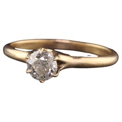 Antiker viktorianischer Verlobungsring aus 14 Karat Gelbgold mit Diamant im alteuropäischen Schliff