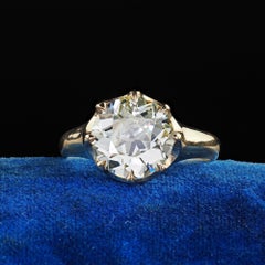 Antique Victorian 14K Yellow Gold Old European Cut Diamond Engagement Ring - GIA