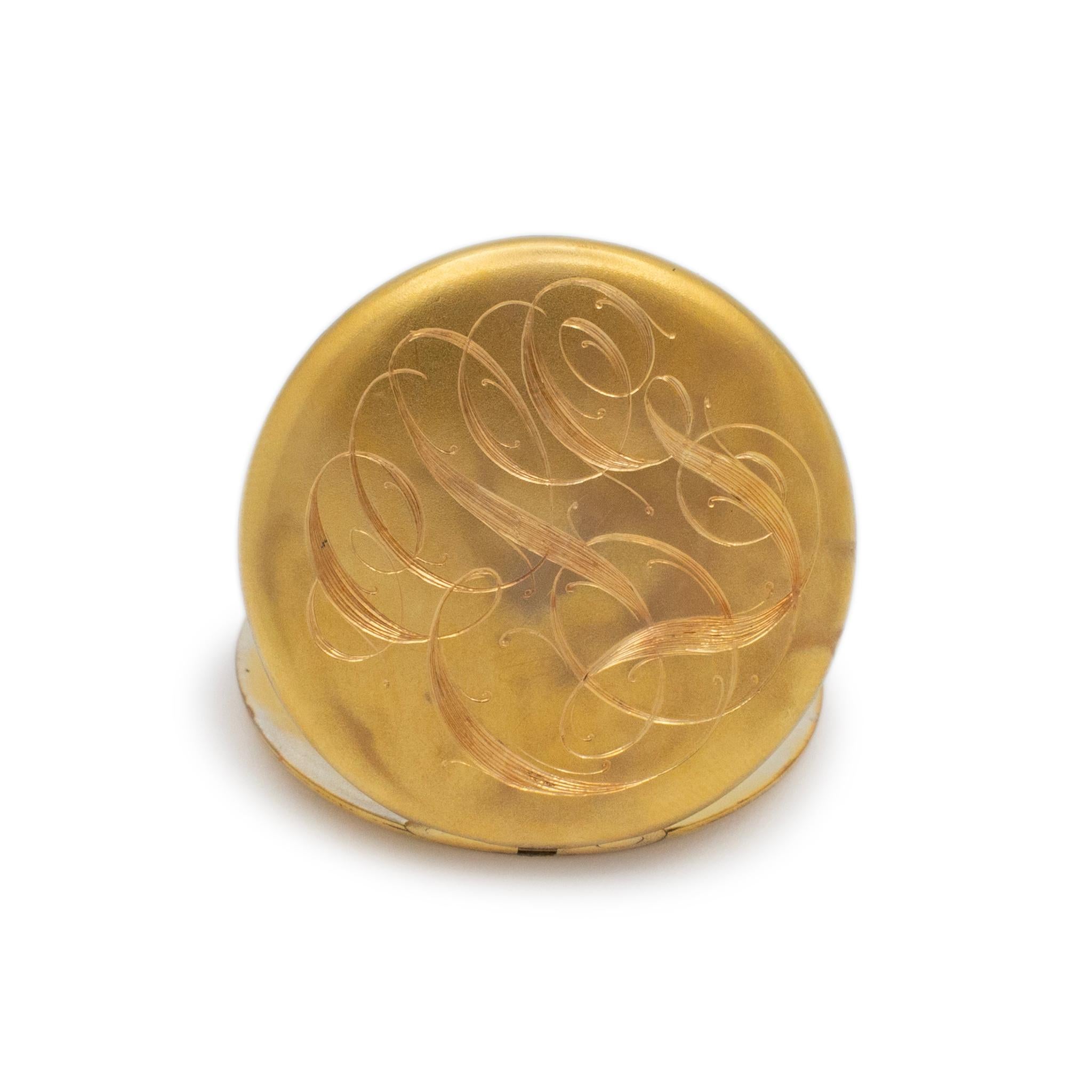 Women's Antique Victorian 14K Yellow Gold Old European Cut Diamond Round Locket Pendant For Sale