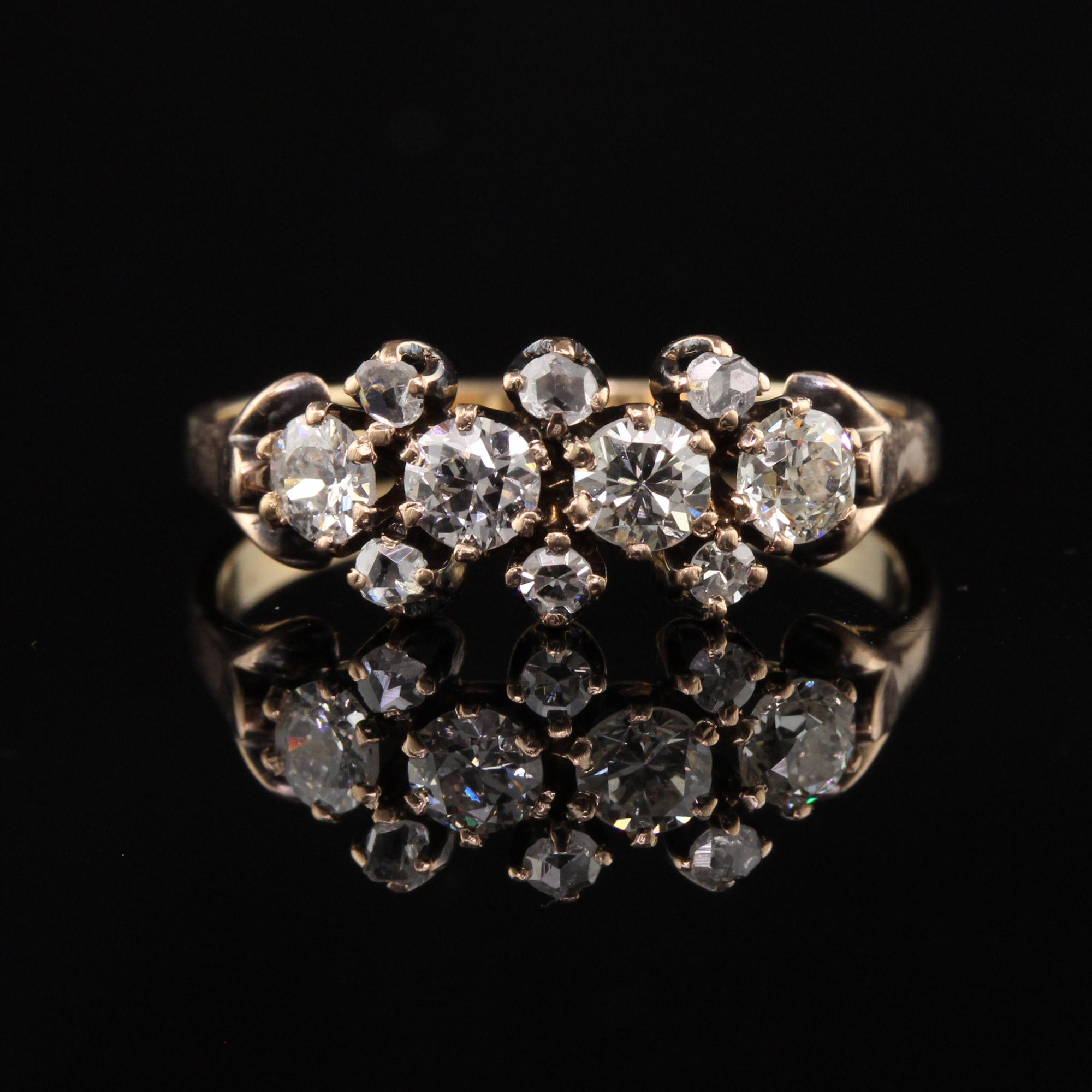 Antique Victorian 14K Yellow Gold Old European Diamond Band In Good Condition In Great Neck, NY