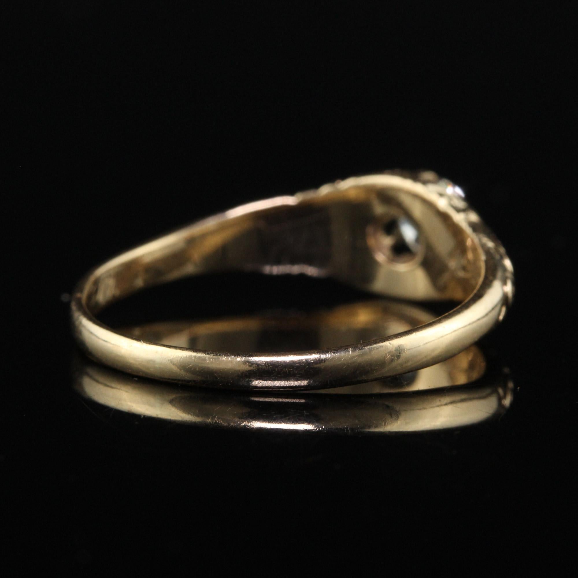 Antiker viktorianischer Verlobungsring aus 14 Karat Gelbgold mit alteuropäischem Diamanten im Zustand „Gut“ in Great Neck, NY