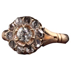 Antiker viktorianischer 14K Gelbgold Verlobungsring mit alter Mine und Diamant im Rosenschliff