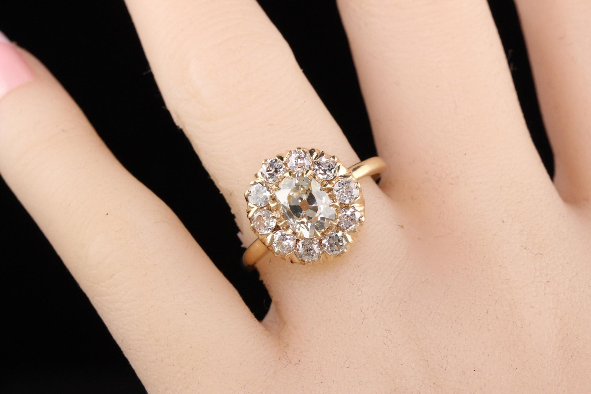 Old Mine Cut Antique Victorian 14K Yellow Gold Old Mine Cushion Cut Diamond Engagement Ring
