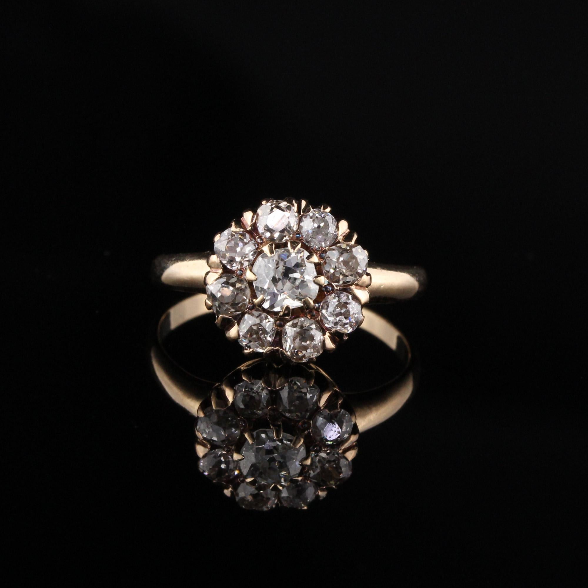 Antique Victorian 14 Karat Yellow Gold Old Mine Cut Diamond Engagement Ring In Good Condition In Great Neck, NY