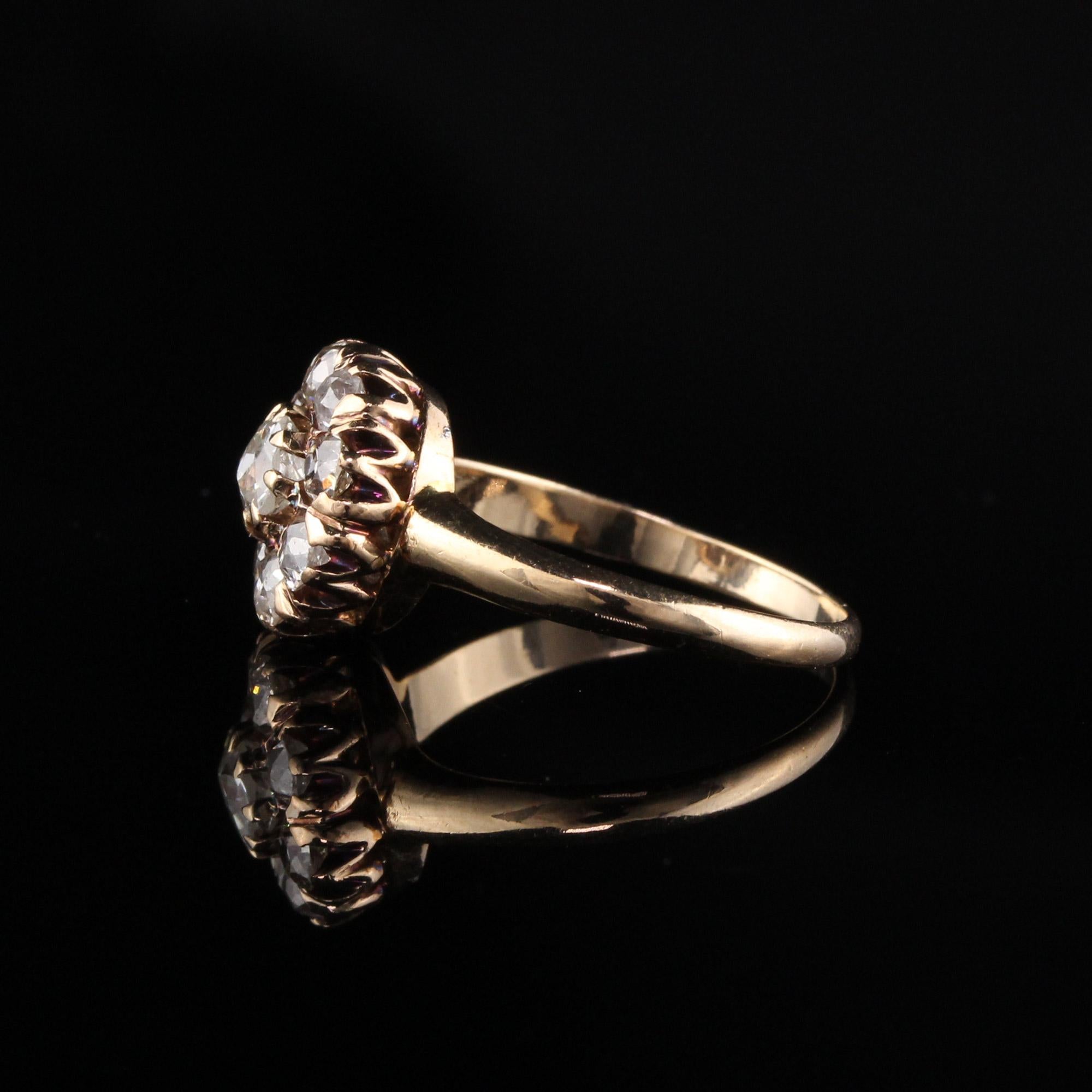 Women's Antique Victorian 14 Karat Yellow Gold Old Mine Cut Diamond Engagement Ring