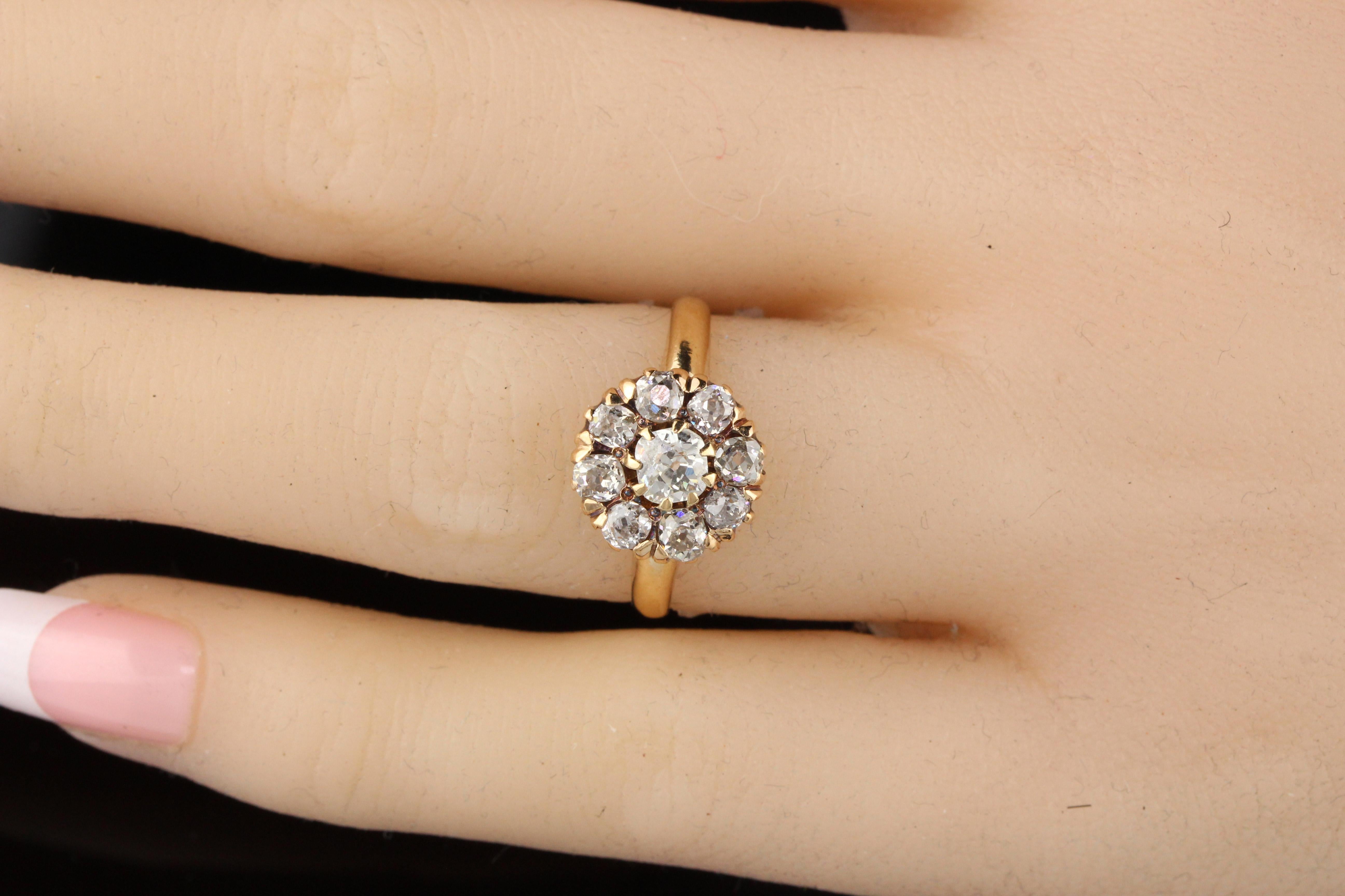 Antique Victorian 14 Karat Yellow Gold Old Mine Cut Diamond Engagement Ring 3
