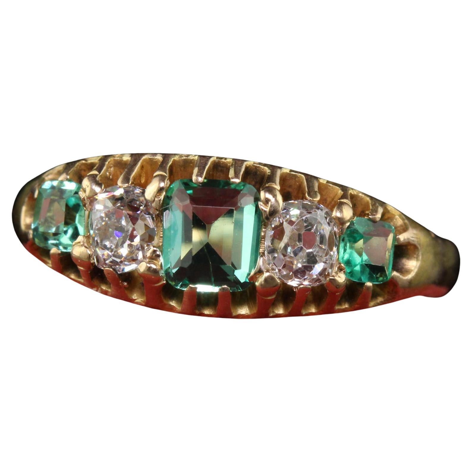 Antique Victorian 14K Yellow Gold Old Mine Diamond and Opal Cocktail ...