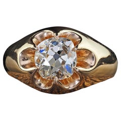 Antique Victorian 14K Yellow Gold Old Mine Diamond Belcher Engagement Ring - GIA