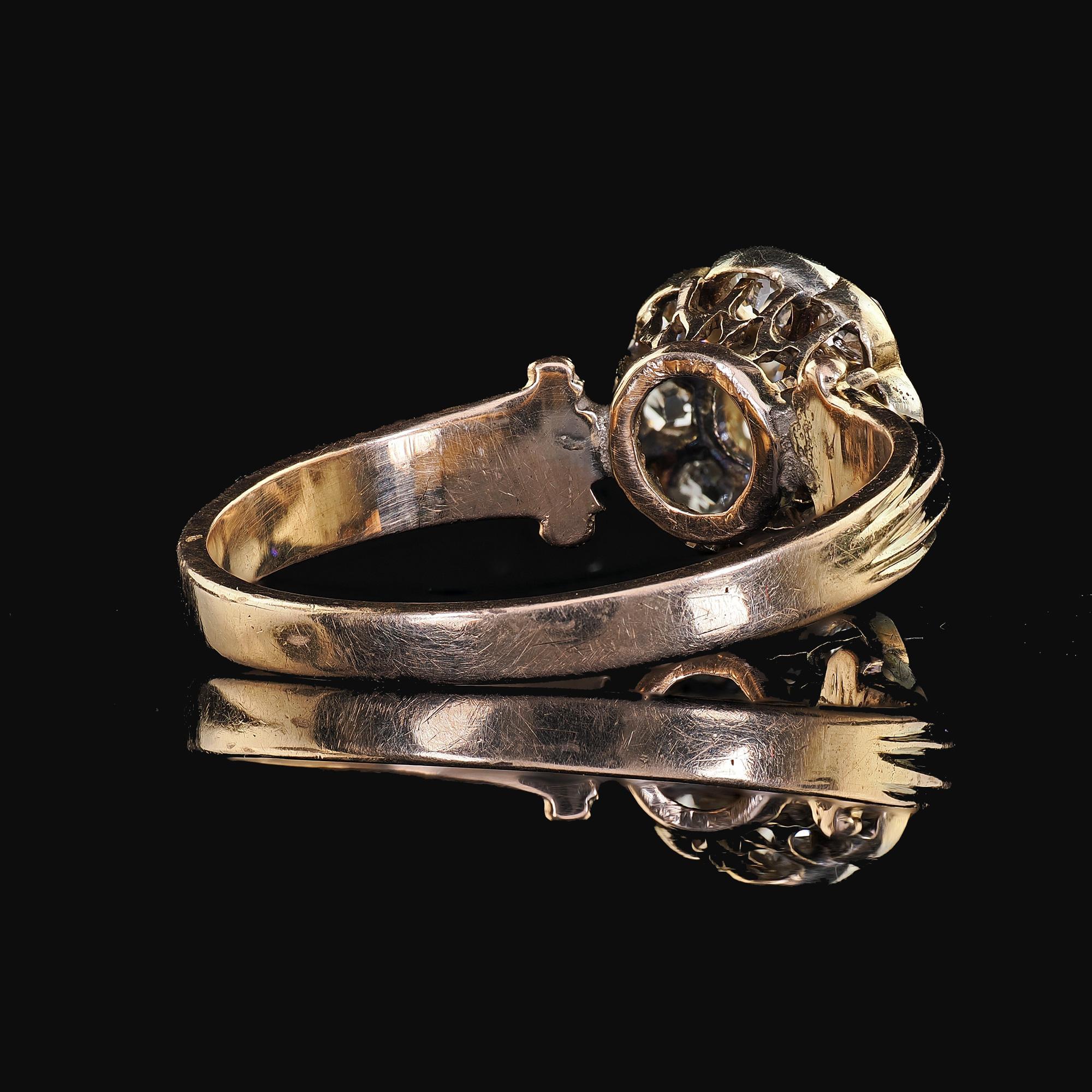 Antique Victorian 14K Yellow Gold Old Mine Diamond Cluster Engagement Ring 3
