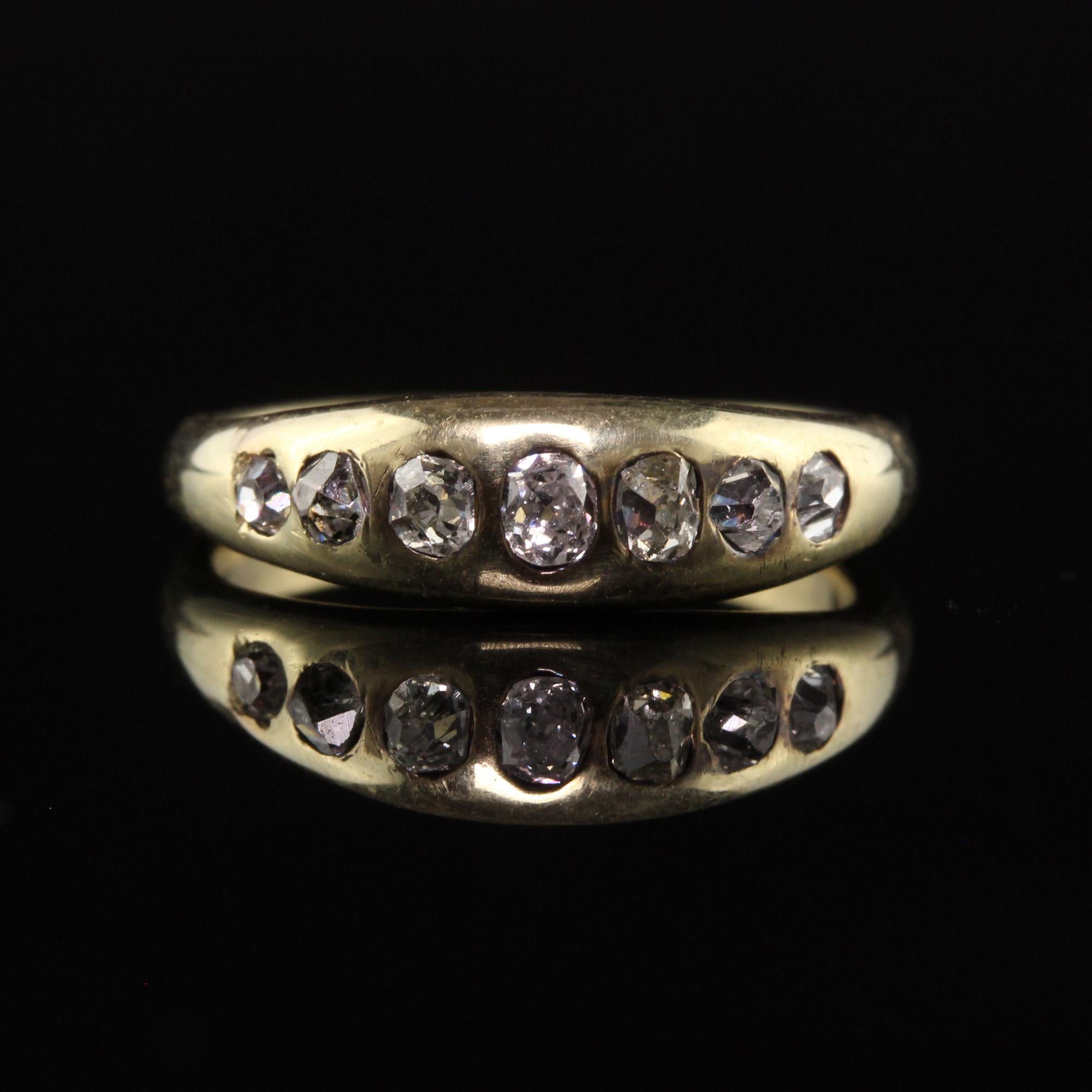 Women's Antique Victorian 14K Yellow Gold Old Mine Diamond Gypsy Ring