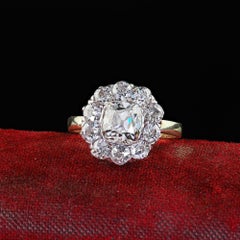 Antique Victorian 14K Yellow Gold Old Mine Diamond Halo Engagement Ring - GIA