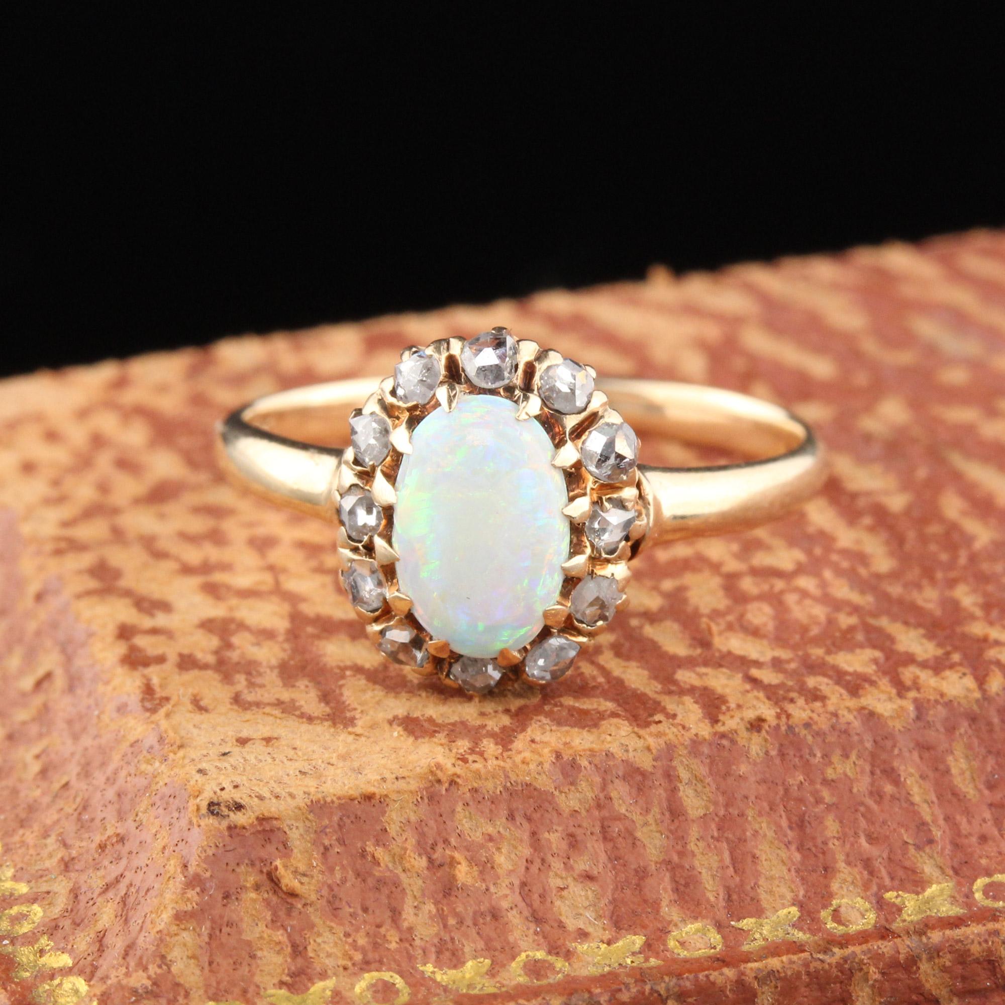 Antique Victorian 14 Karat Yellow Gold Opal and Rose Cut Diamond ...