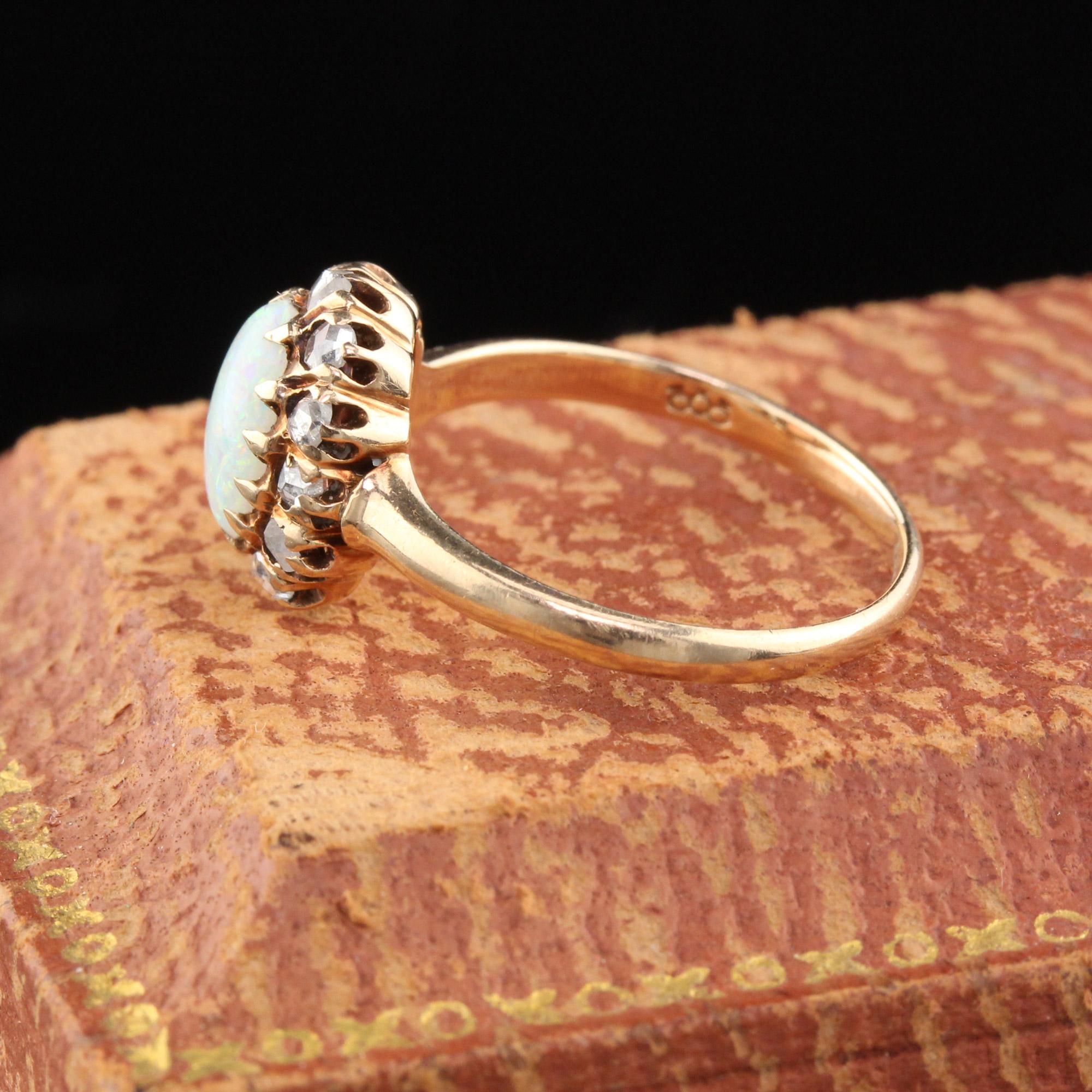 Antique Victorian 14 Karat Yellow Gold Opal and Rose Cut Diamond ...