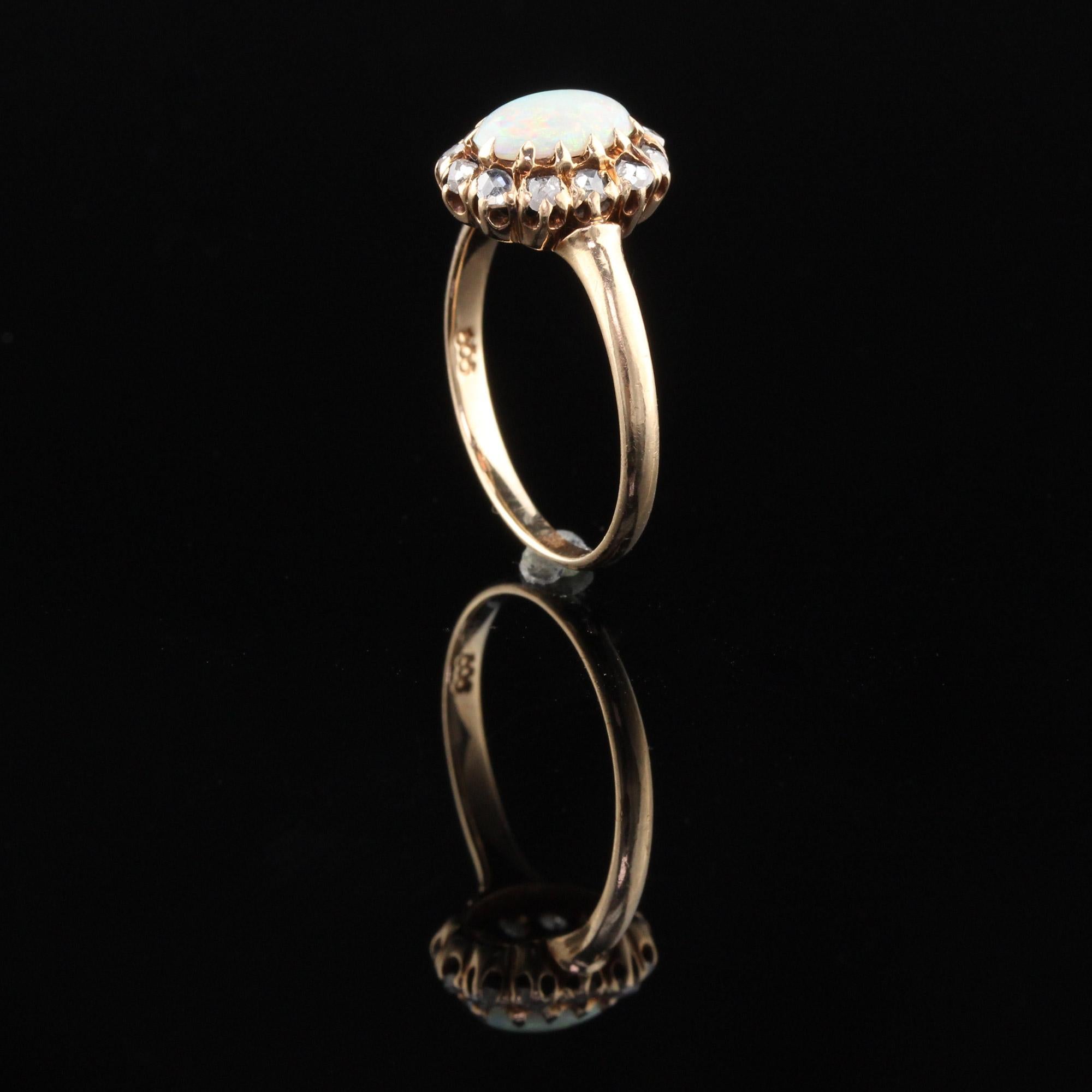 Antique Victorian 14 Karat Yellow Gold Opal and Rose Cut Diamond ...