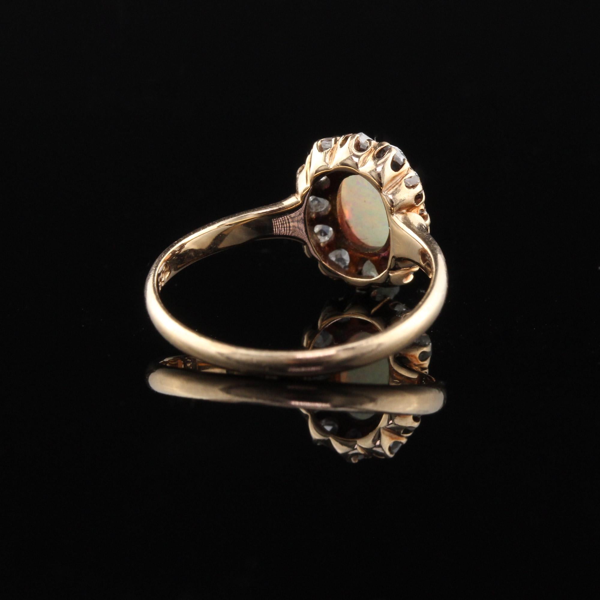 Antique Victorian 14 Karat Yellow Gold Opal and Rose Cut Diamond ...
