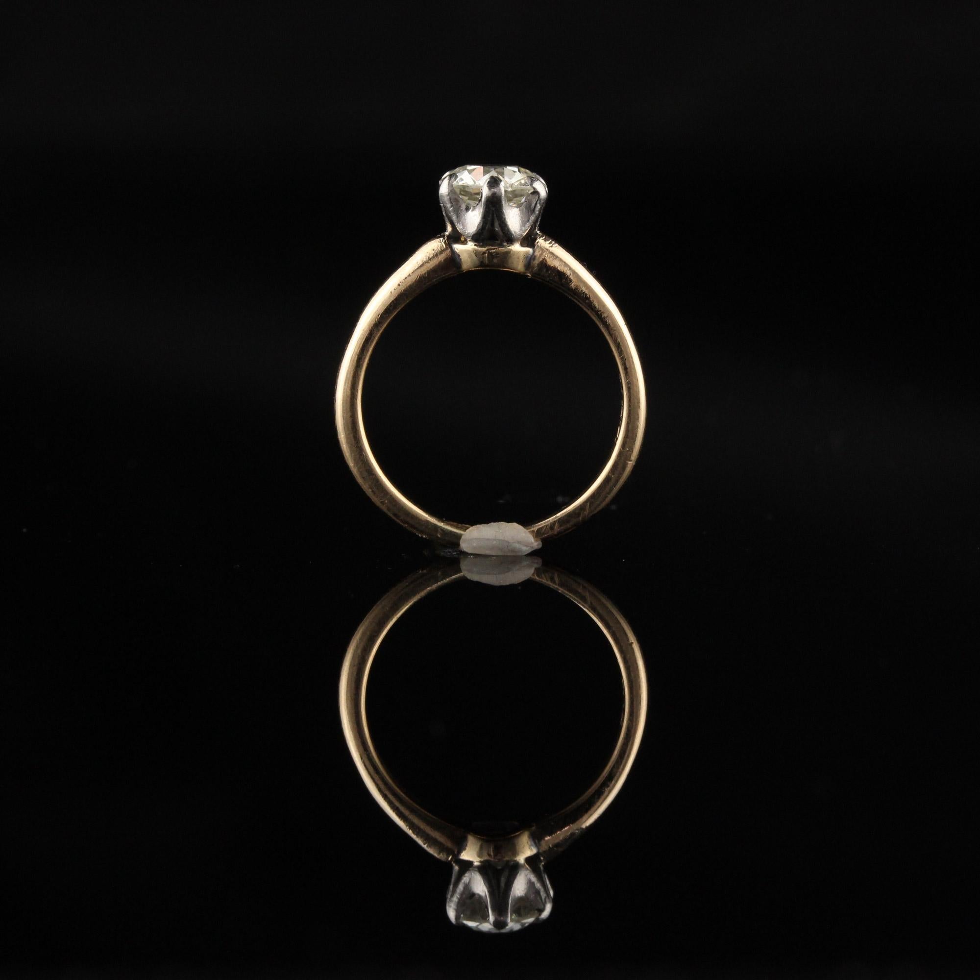 De las mujeres Antiguo Anillo Victoriano de Oro Amarillo de 14 Kilates y Platino con Antiguo Diamante talla Euro en venta