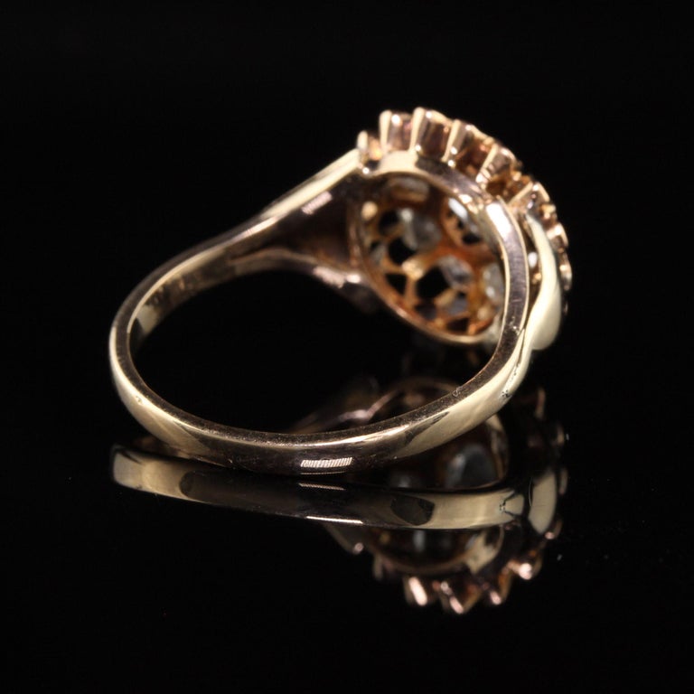 Antique Victorian 14K Yellow Gold Rose Cut Diamond Cluster Ring For ...
