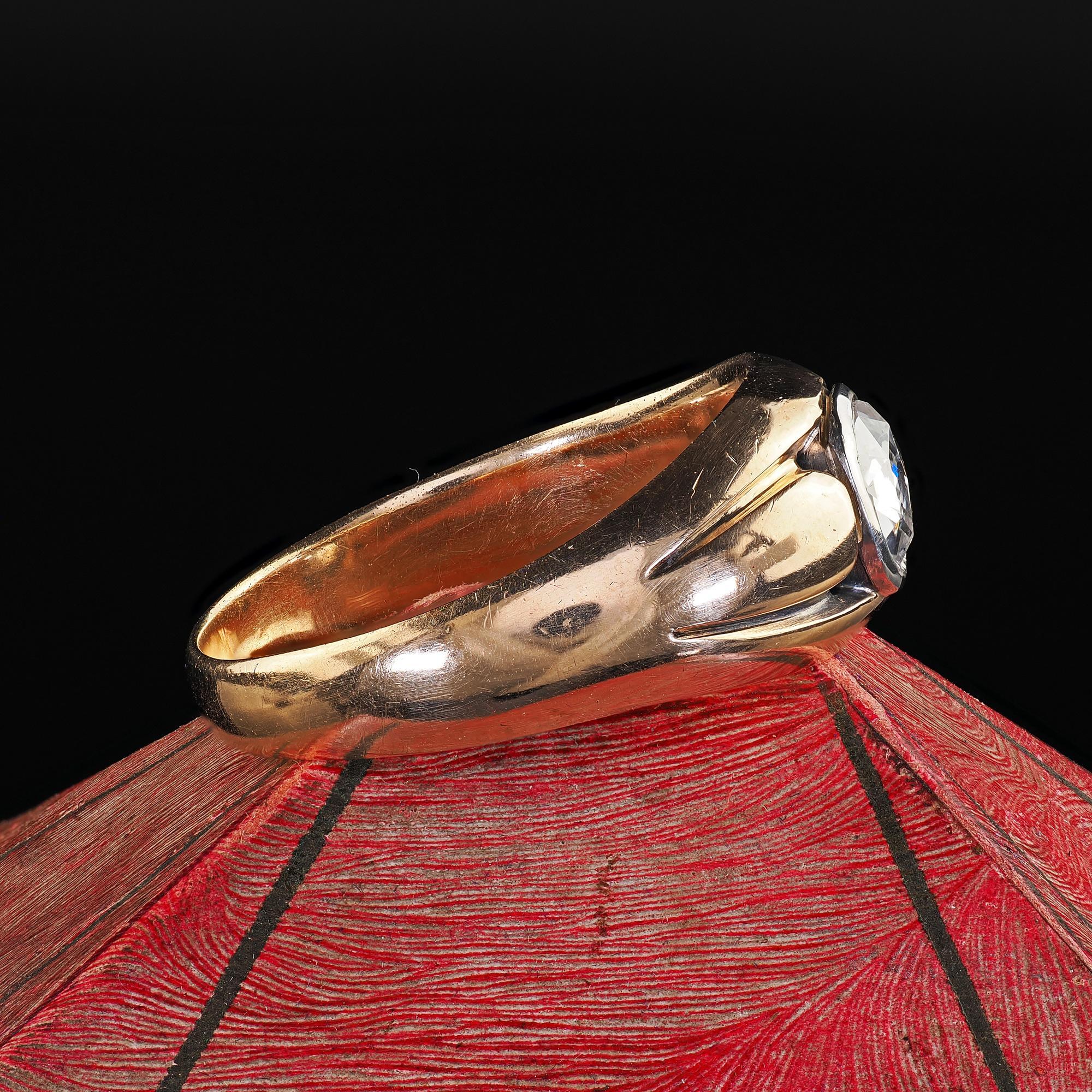 Antique Victorian 14K Yellow Gold Rose Cut Diamond Engagement Ring For Sale 1