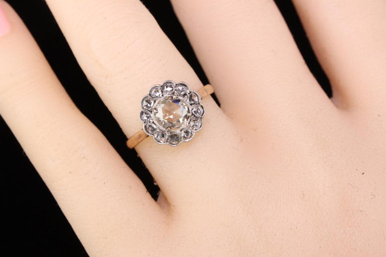 Antique Victorian 14 Karat Yellow Gold Rose Cut Diamond Engagement Ring ...