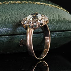 Antique Victorian 14K Yellow Gold Rose Cut Diamond Halo Engagement Ring - GIA