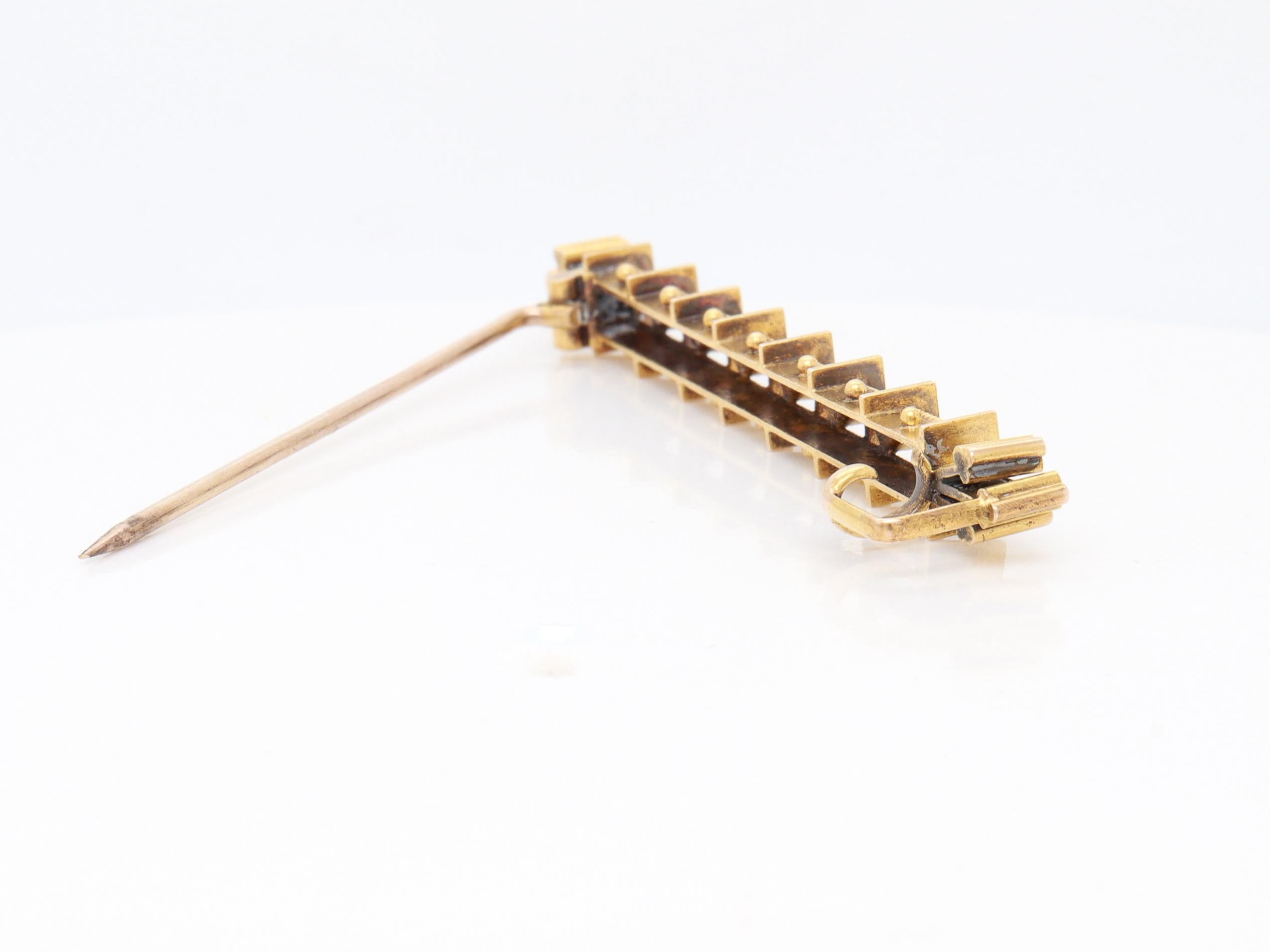 Antike viktorianische 14k Gelbgold & Seed Pearl Aesthetic Movement Bar Pin/Brosche im Angebot 6
