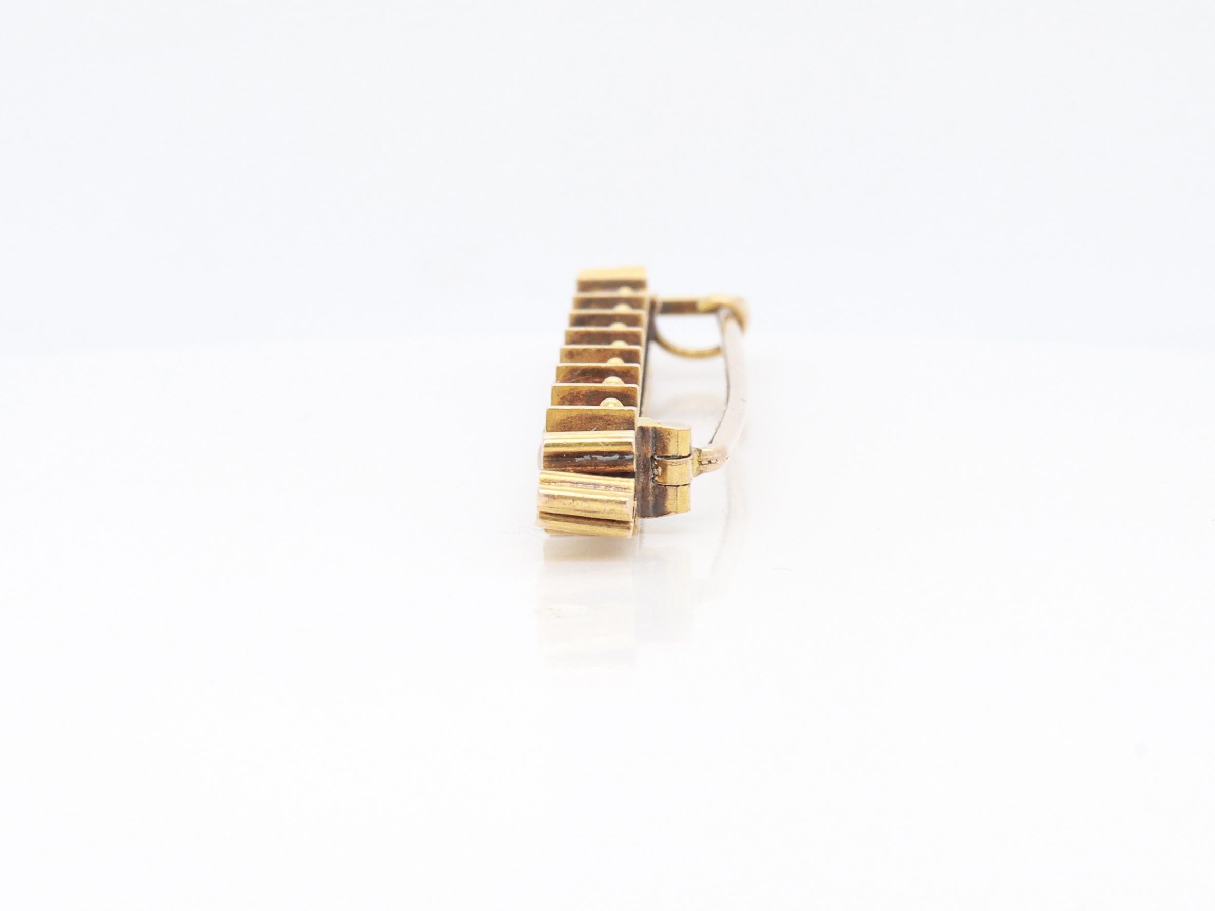Antike viktorianische 14k Gelbgold & Seed Pearl Aesthetic Movement Bar Pin/Brosche im Angebot 1