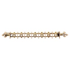 Alfiler/broche antiguo victoriano de oro amarillo de 14 quilates y perlas de collar Aesthetic Movement
