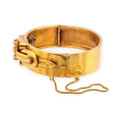 Antiguo brazalete victoriano de oro amarillo de 14 quilates con perlas circa 1870-1880