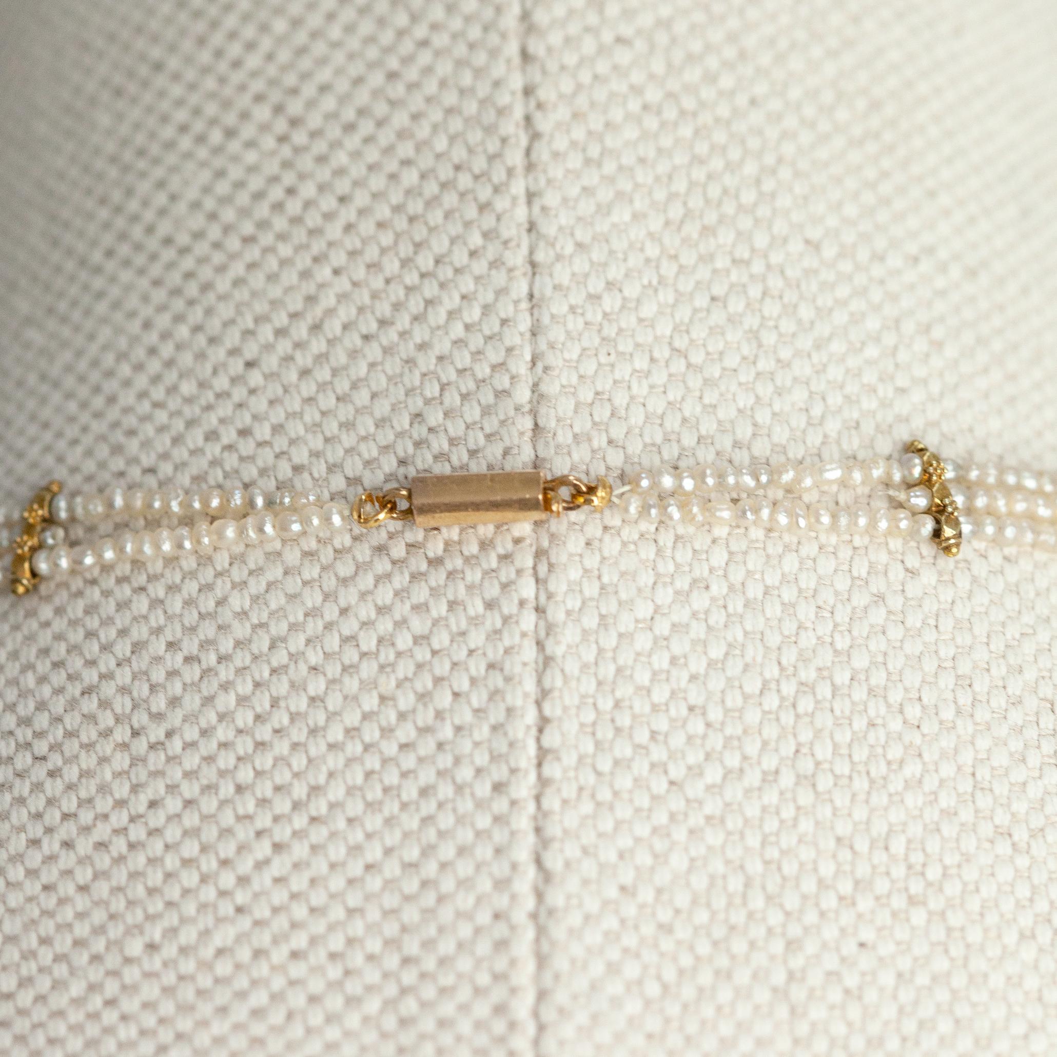 Antique Victorian 14K Yellow Gold Seed Pearl Citrine Choker Necklace im Angebot 5