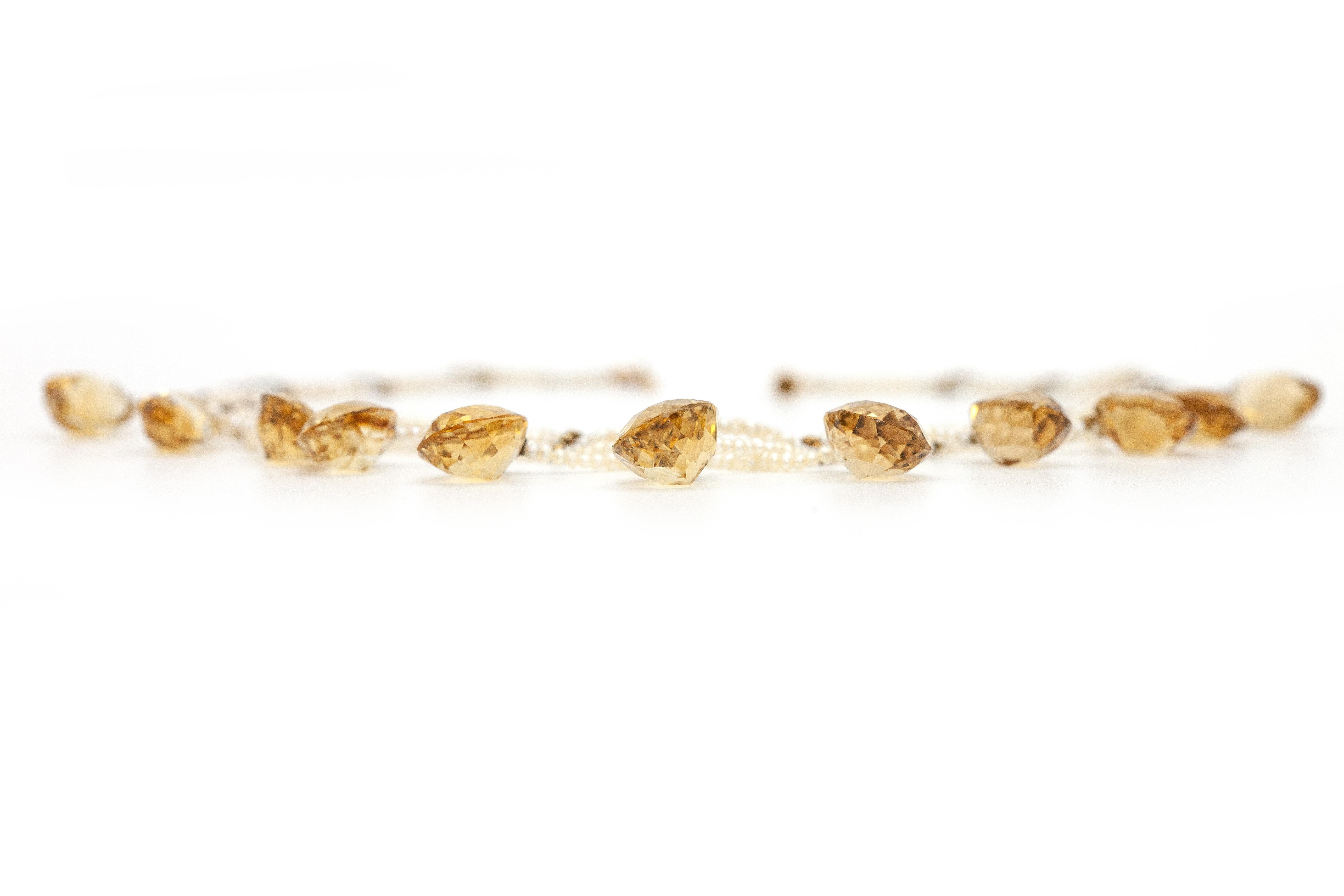 Antique Victorian 14K Yellow Gold Seed Pearl Citrine Choker Necklace im Angebot 7