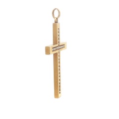 Antique Victorian 14k Yellow Gold Seed Pearl Squared Cross Pendant