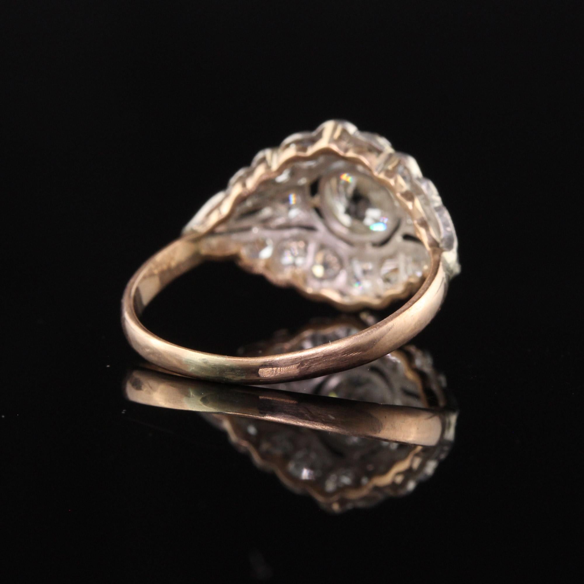 Antiker viktorianischer Verlobungsring, 14 Karat Gelbgold Silber Top Old Mine Diamant im Zustand „Gut“ in Great Neck, NY