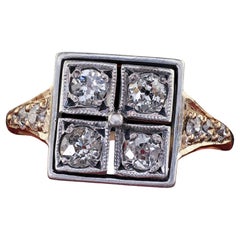 Antique Victorian 14K Yellow Gold Silver Top Old Mine Diamond Ring
