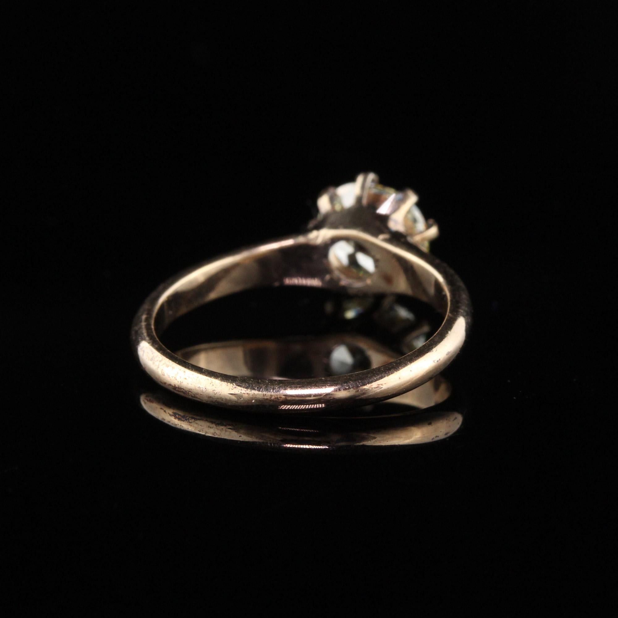 Women's or Men's Antique Victorian 14 Karat Yellow Gold Solitaire Diamond Engagement Ring