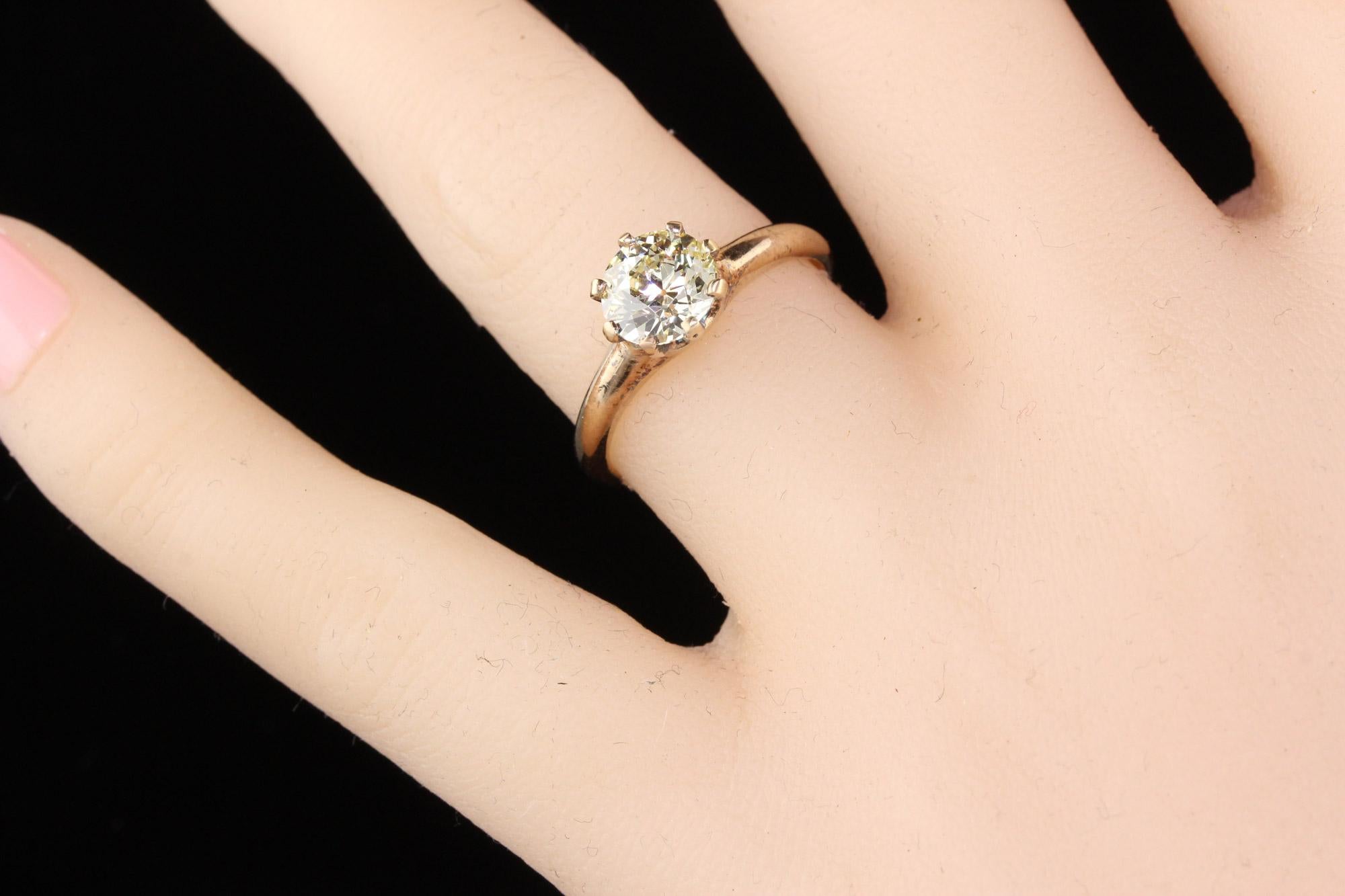 Antique Victorian 14 Karat Yellow Gold Solitaire Diamond Engagement Ring 1