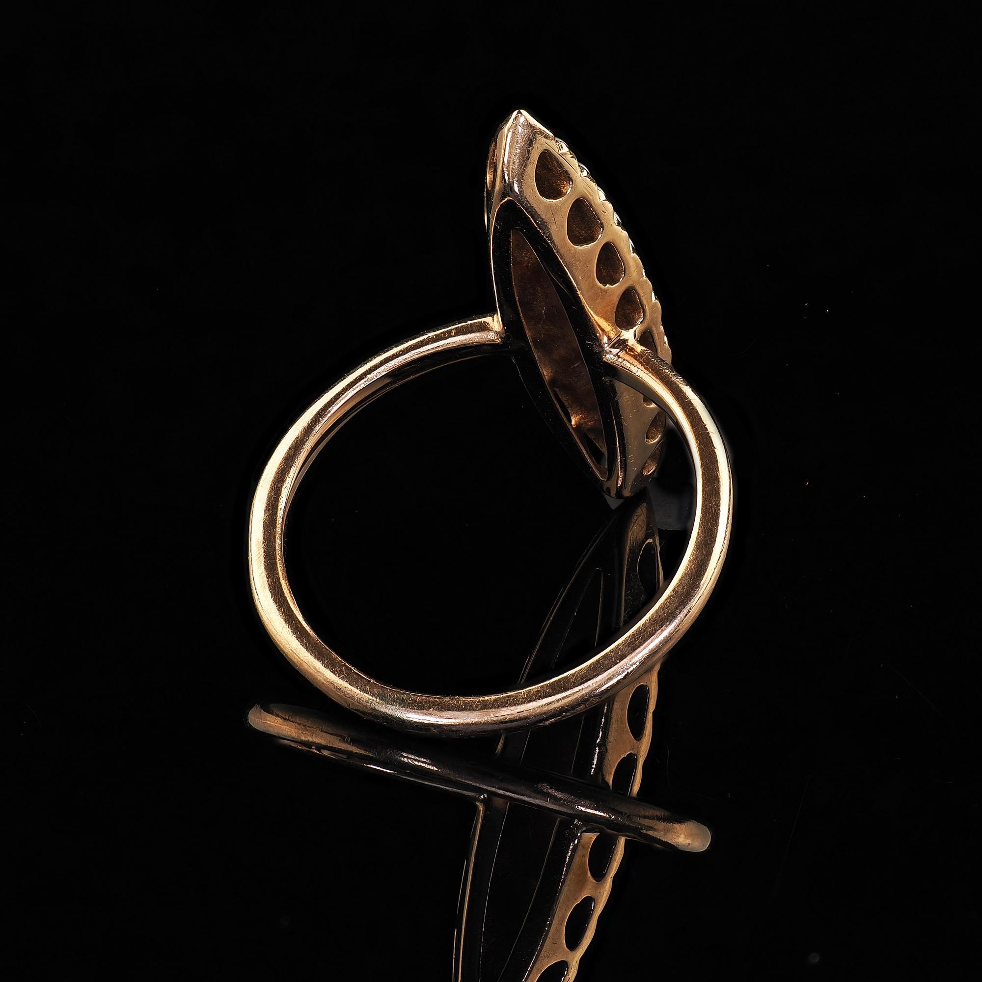 Antico anello vittoriano in oro giallo 14K con turchese e perle di seme Navette in vendita 2