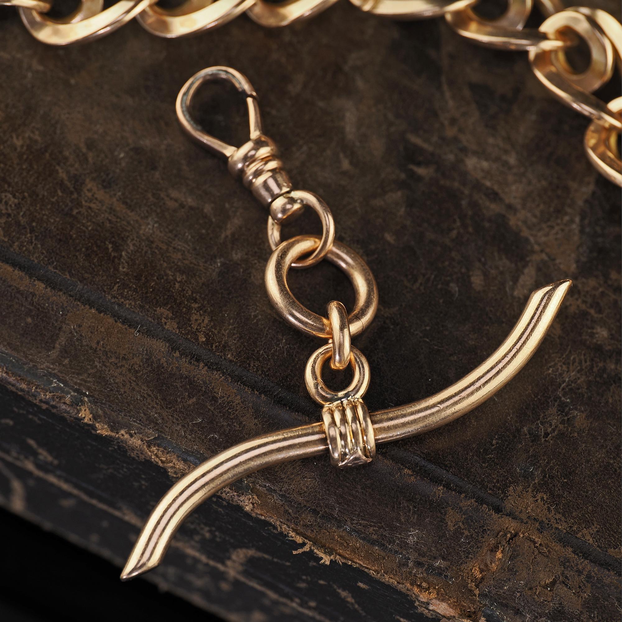 Antique collier victorien en or jaune 14K à larges maillons complexes - 16 pouces en vente 5