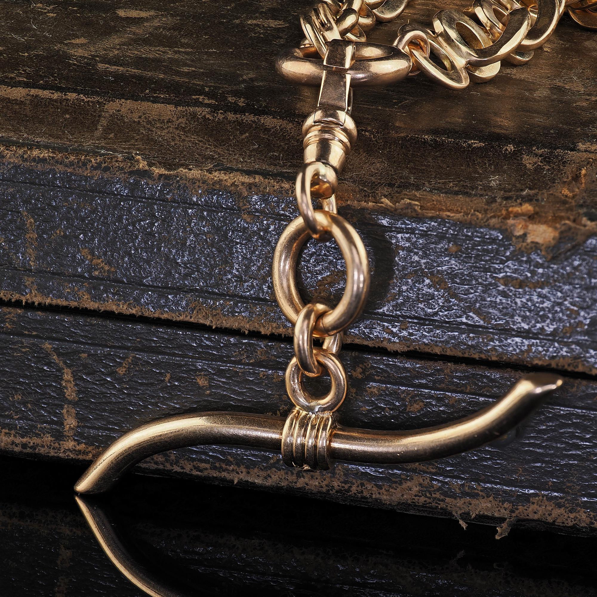 Antique collier victorien en or jaune 14K à larges maillons complexes - 16 pouces en vente 2