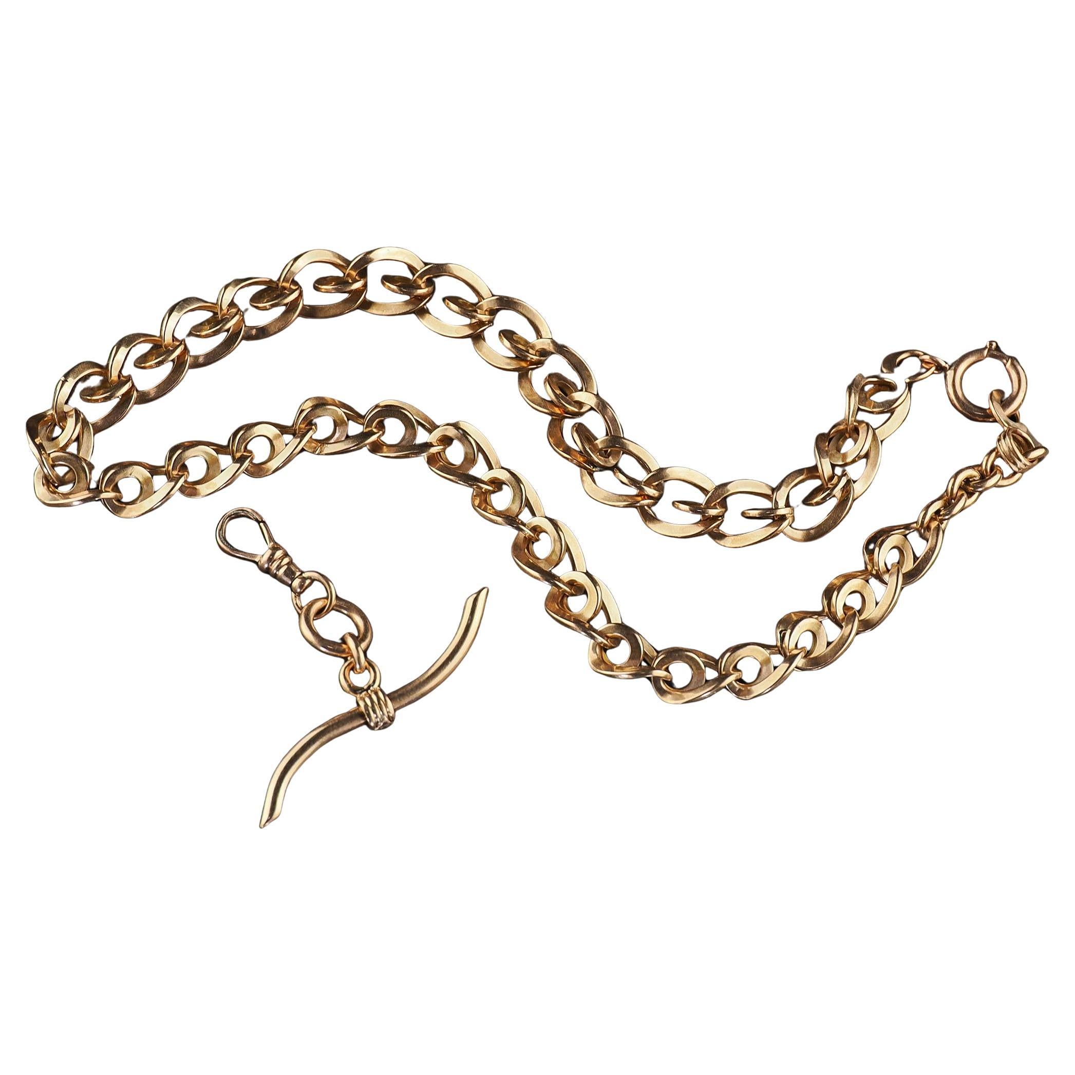 Antike viktorianische 14K Gelbgold breite, komplizierte Gliederhalskette - 16 Zoll