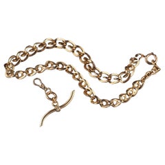 Antique Victorian 14K Yellow Gold Wide Intricate Link Necklace - 16 Inches