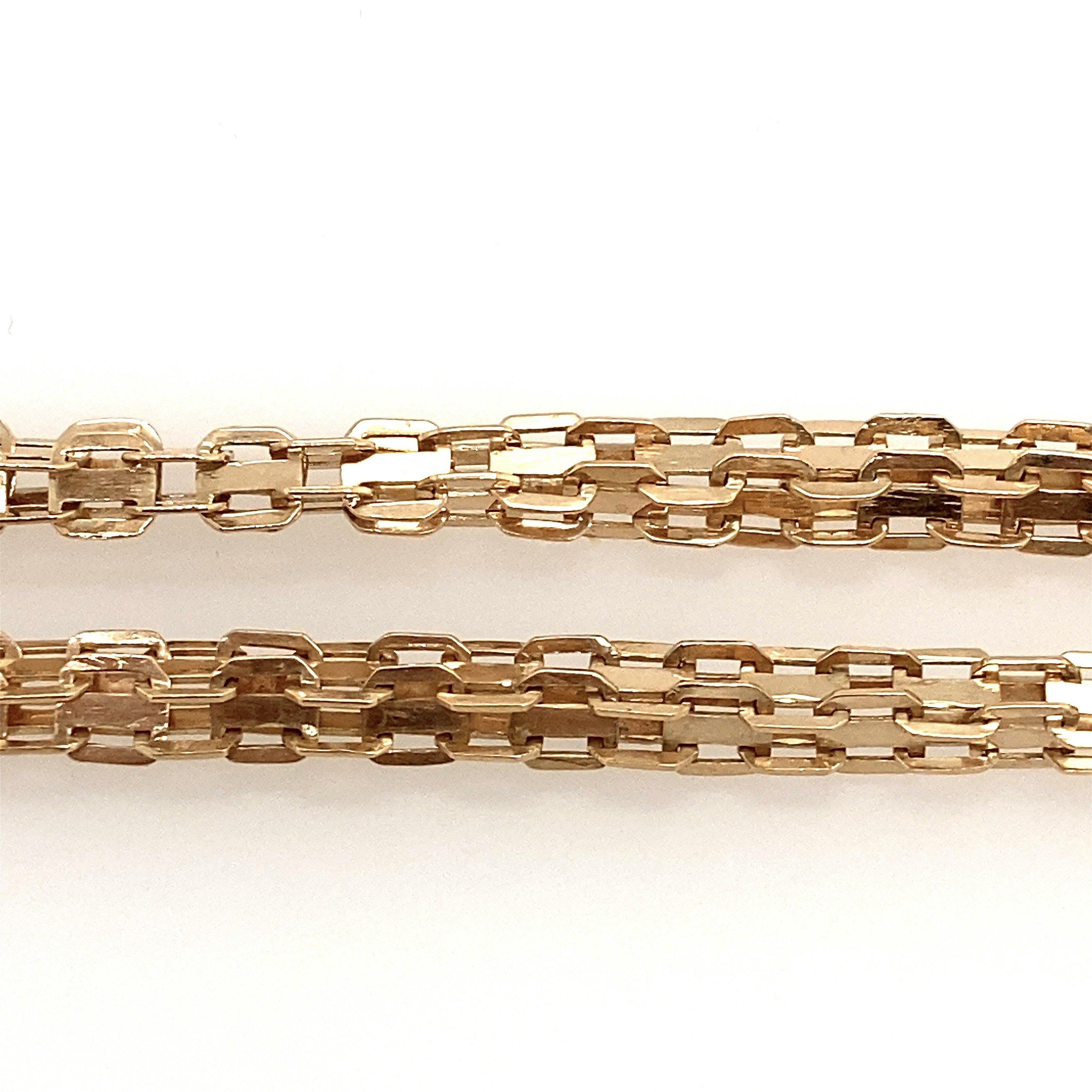 Antique Chaîne Victorienne en Or Jaune 14KT avec Barre en T 28 Inches de Long Unisexe en vente