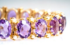 Antique Victorian 14KY Amethyst and Seed Pearl Bracelet
