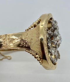 Antique Victorian 14 Karat Yellow Gold Diamond Bangle Bracelet