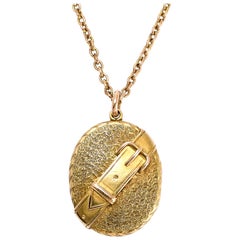 Antique Victorian 15 Karat Gold Buckle Locket Pendant