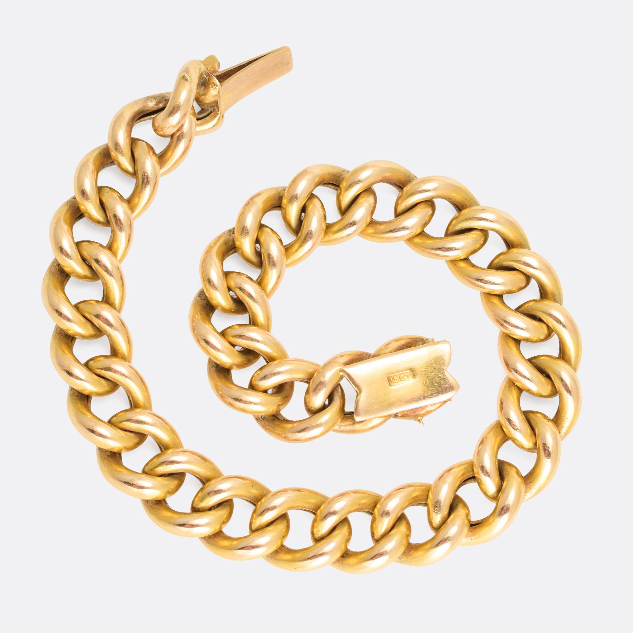 Women's Antique Victorian 15 Karat Gold Curb-Link Bracelet