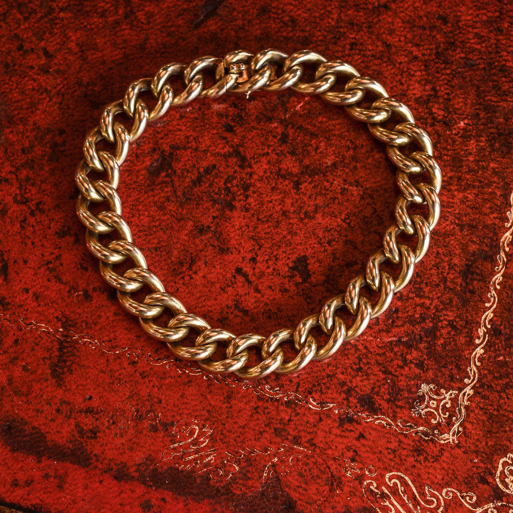 Antique Victorian 15 Karat Gold Curb-Link Bracelet 2