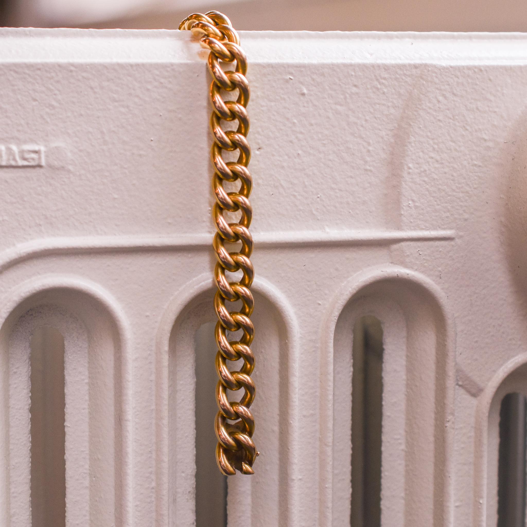 Antique Victorian 15 Karat Gold Curb-Link Bracelet 3